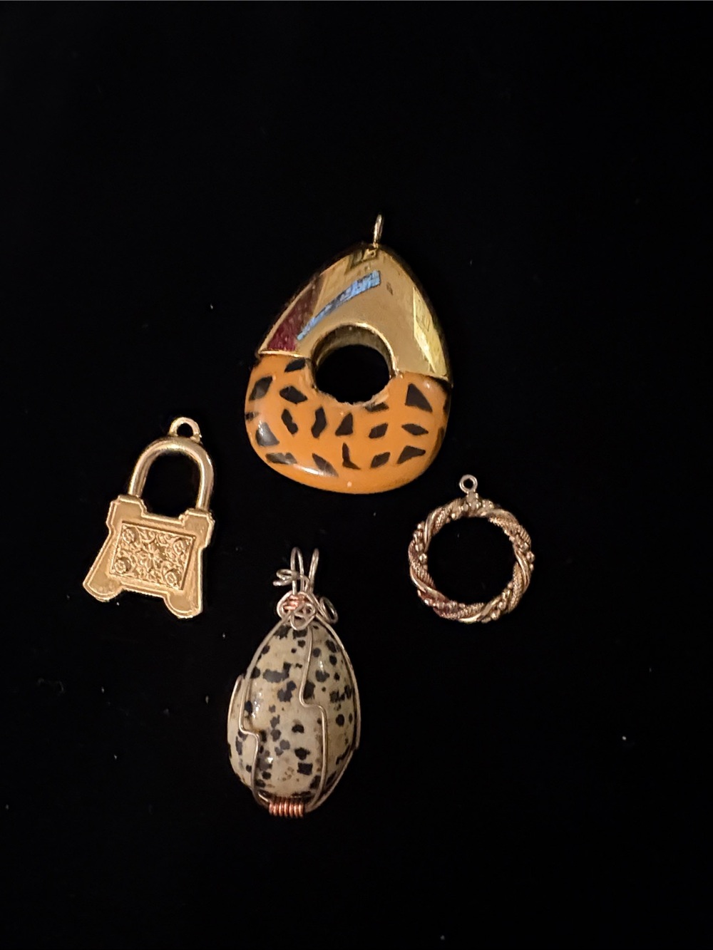 Gold and Mustard Animal Print Mixed Charms Pendant Set - Unbranded 4